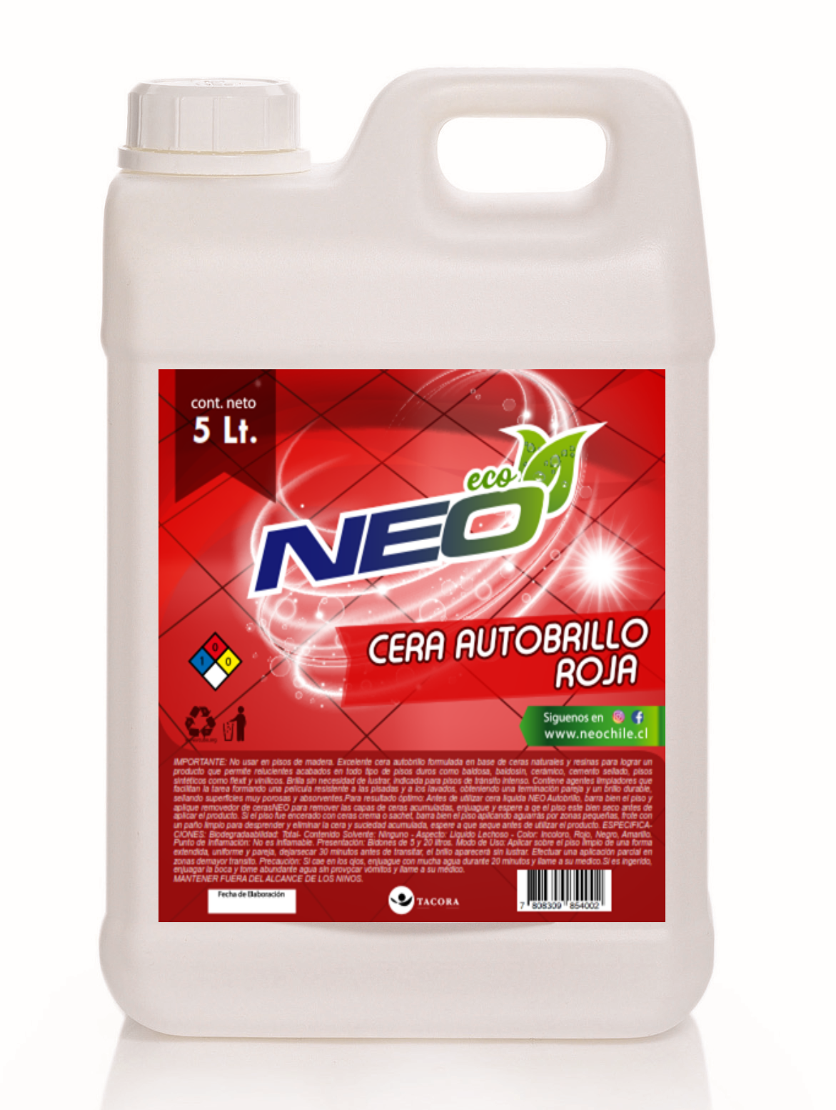 Cera Autobrillo Roja 5 Lt.